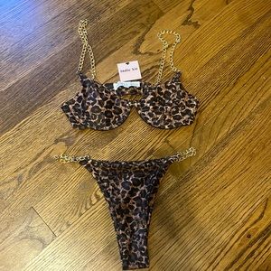NWT!!!!!! Sexy leopard chain bikini